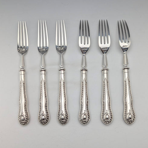 1902 年英國古董純銀甜點餐具 6 對共 466 克 P Ashberry&Sons 木盒